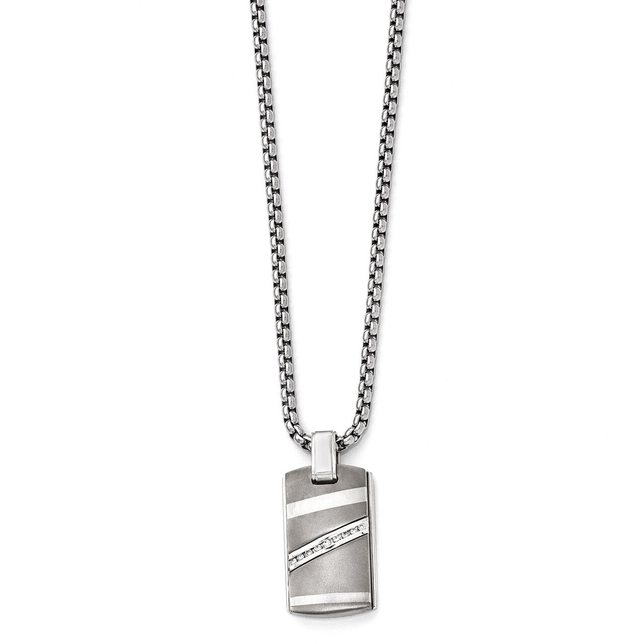 Edward Mirell Titanium .17 ct. Diamond with Sterling Silver Bezel Pendant Necklace EMN141-20 by Edw…