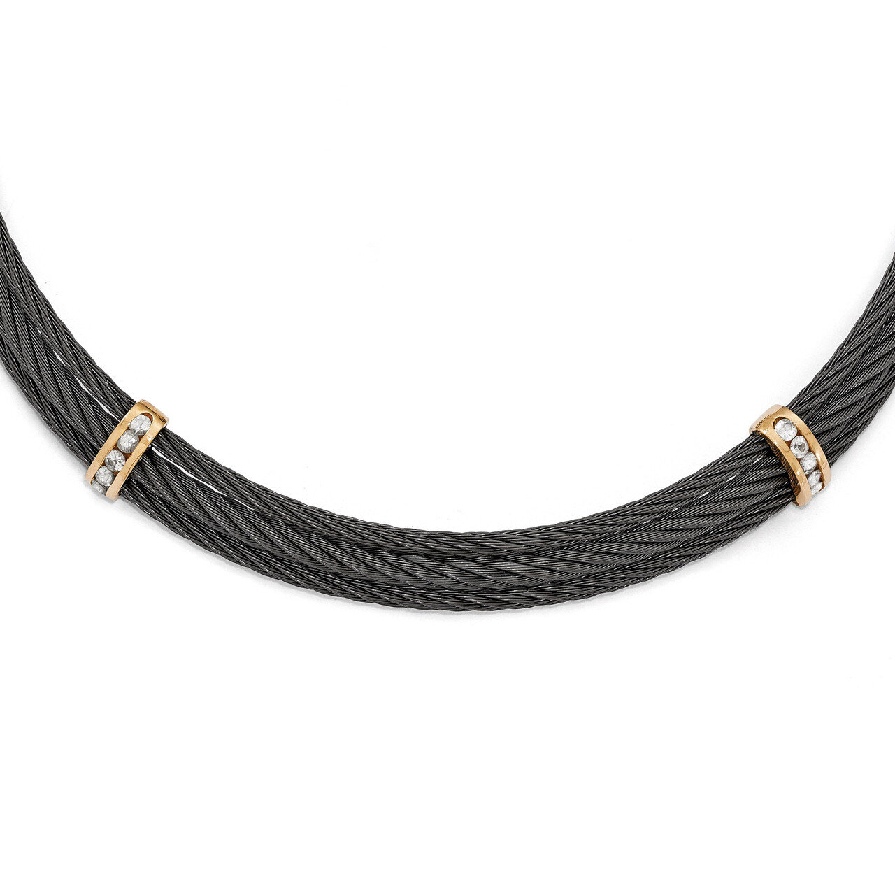Edward Mirell Titanium & Bronze White Sapphire Cable Necklace EMN147-16