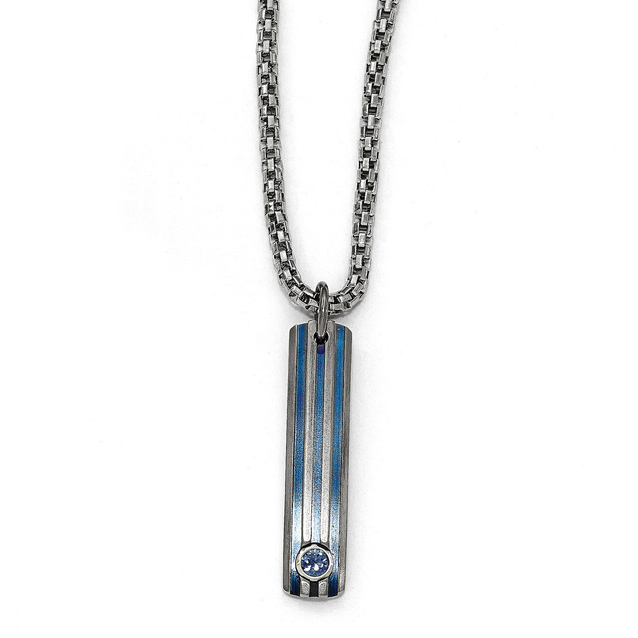 Edward Mirell Titanium Grooved Anodized & Blue Sapphire 2 Inch Extension Necklace EMN152-16