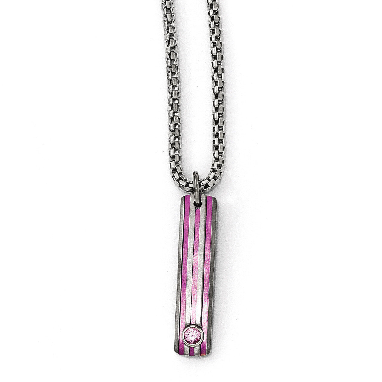 Edward Mirell Titanium Grooved Anodized & Pink Sapphire 2 Inch Extension Necklace EMN153-16