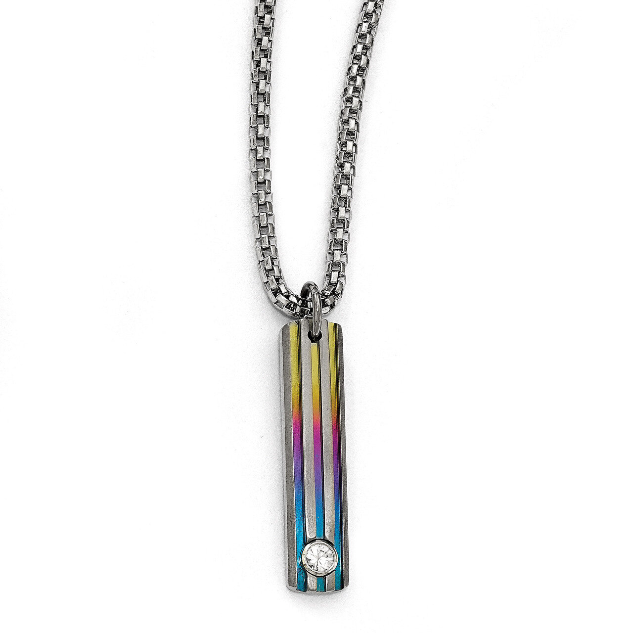 Edward Mirell Titanium Grooved Anodized &amp; Wht Sapphire 2 Inch Extension Necklace EMN154-16