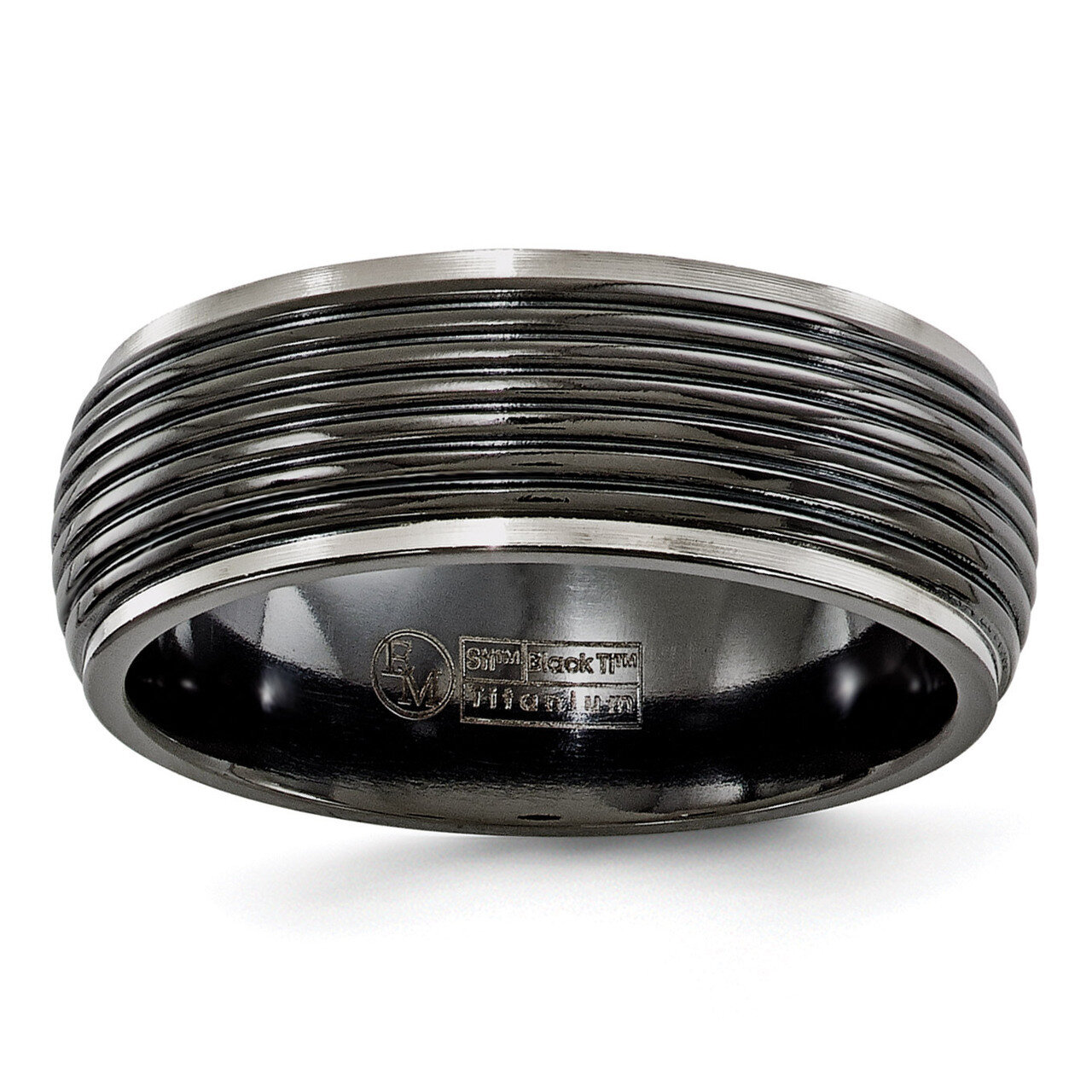 Edward Mirell Black Titanium Ribbed 8mm Band EMR122 by Edward Mirell, MPN: EMR122, 886774317830