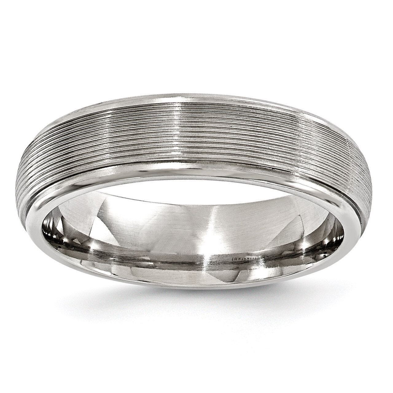 Edward Mirell Titanium Brush&amp;Polished Textured Domed 6mm Band EMR146 by Edward Mirell, MPN: EMR146,…