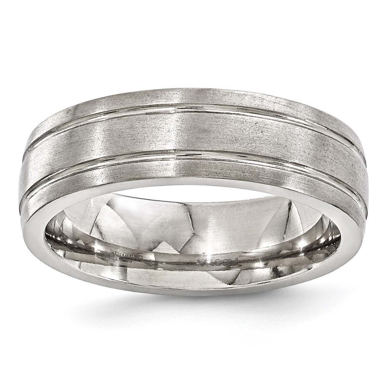 Edward Mirell Titanium Brushed &amp; Polished Grooved 7mm Band EMR152 by Edward Mirell, MPN: EMR152, 61…