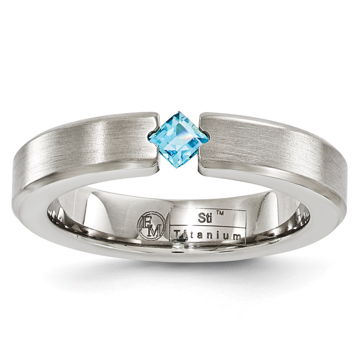 Edward Mirell Titanium Satin Blue Topaz 4mm Band EMR164 by Edward Mirell, MPN: EMR164, 886774281803