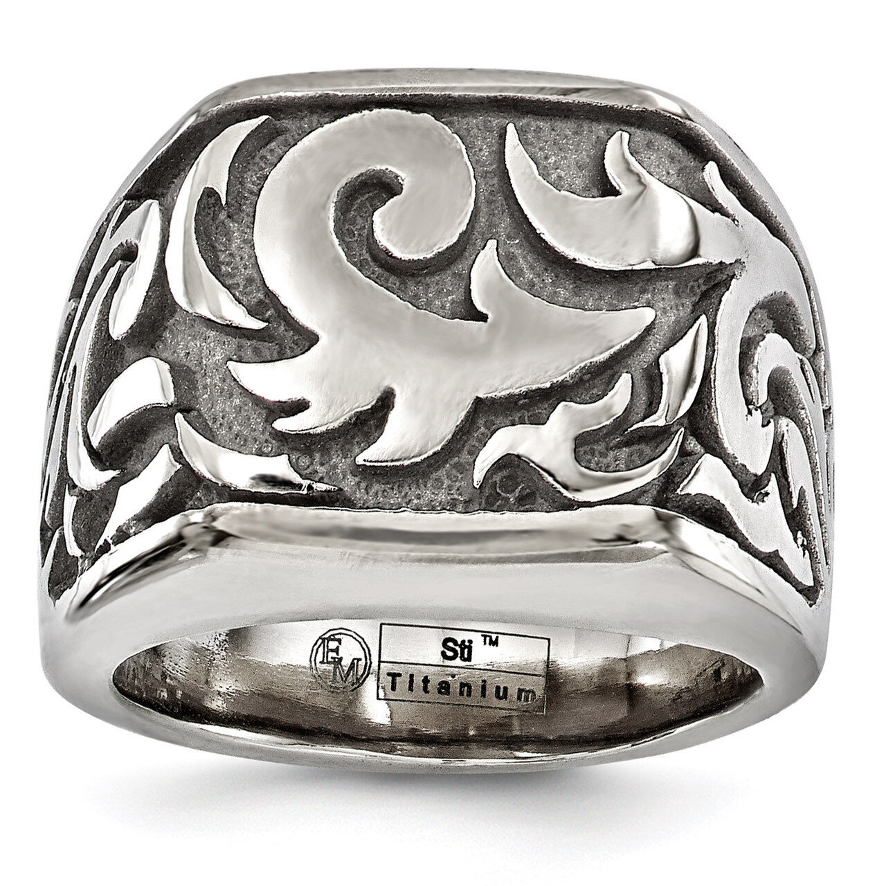 Edward Mirell Titanium Casted Design Signet Ring EMR237