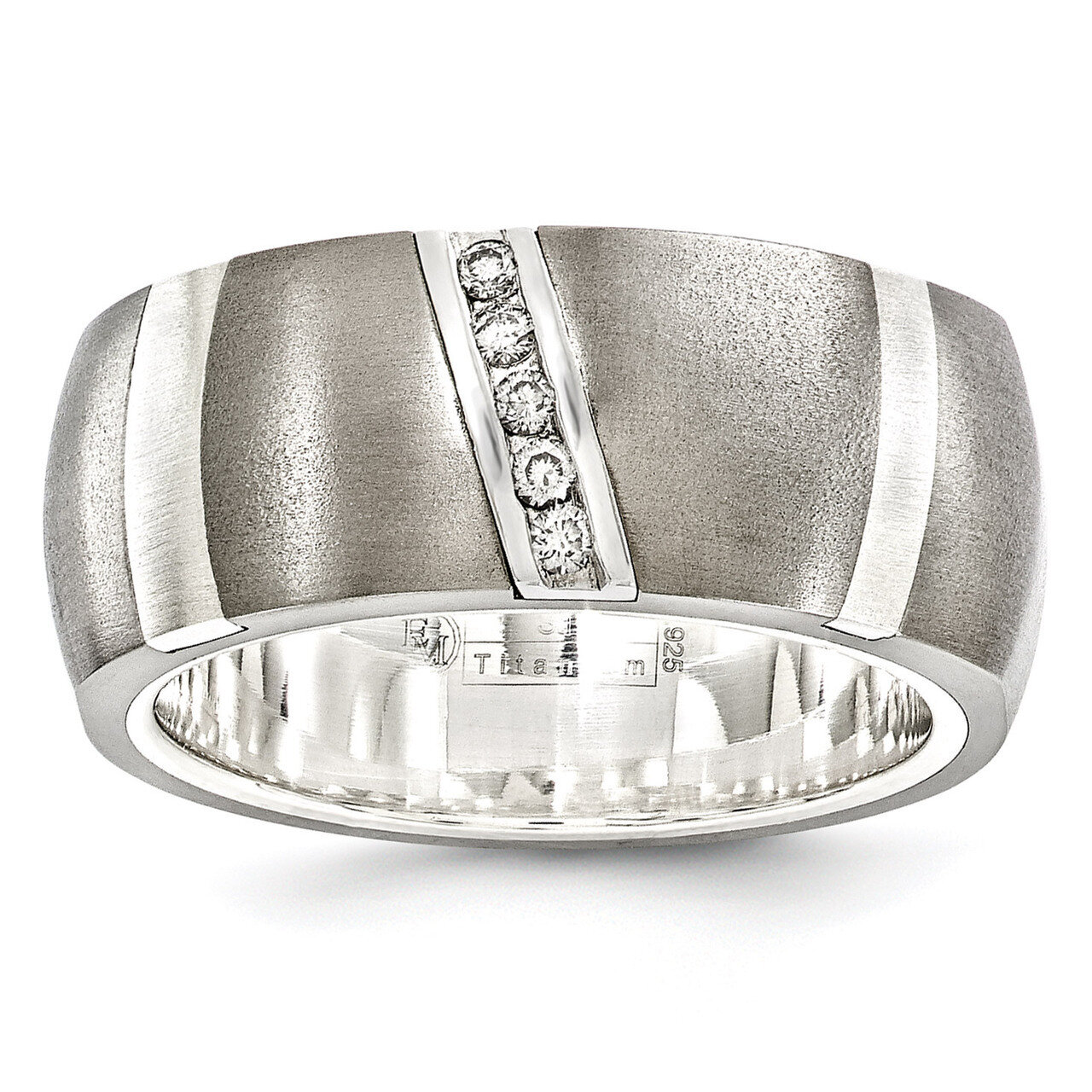 Edward Mirell Titanium &amp; Sterling Silver .10 ct. Diamond 10mm Ring EMR249 by Edward Mirell, MPN: EM…