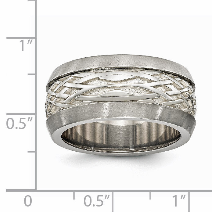 Edward Mirell Titanium &amp; Sterling Silver Inlay Polished Weave Ring EMR296 by Edward Mirell, MPN: EM…