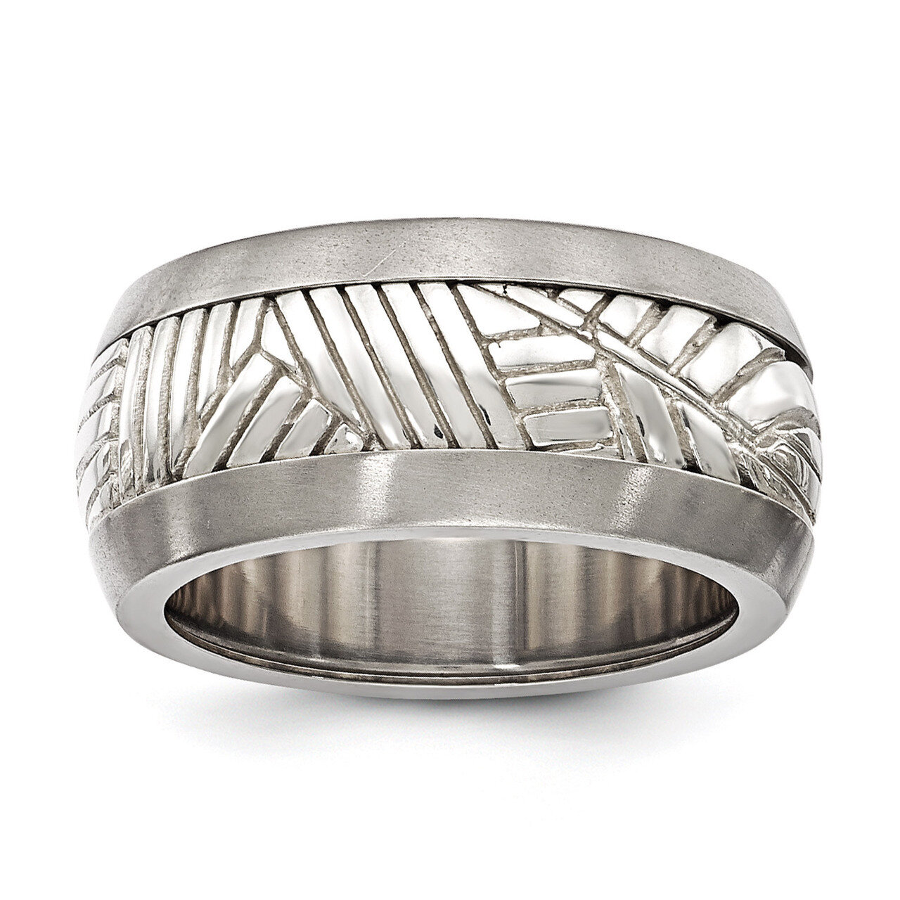 Edward Mirell Titanium &amp; Sterling Silver Inlay Polished Leaf Ring EMR297 by Edward Mirell, MPN: EMR…