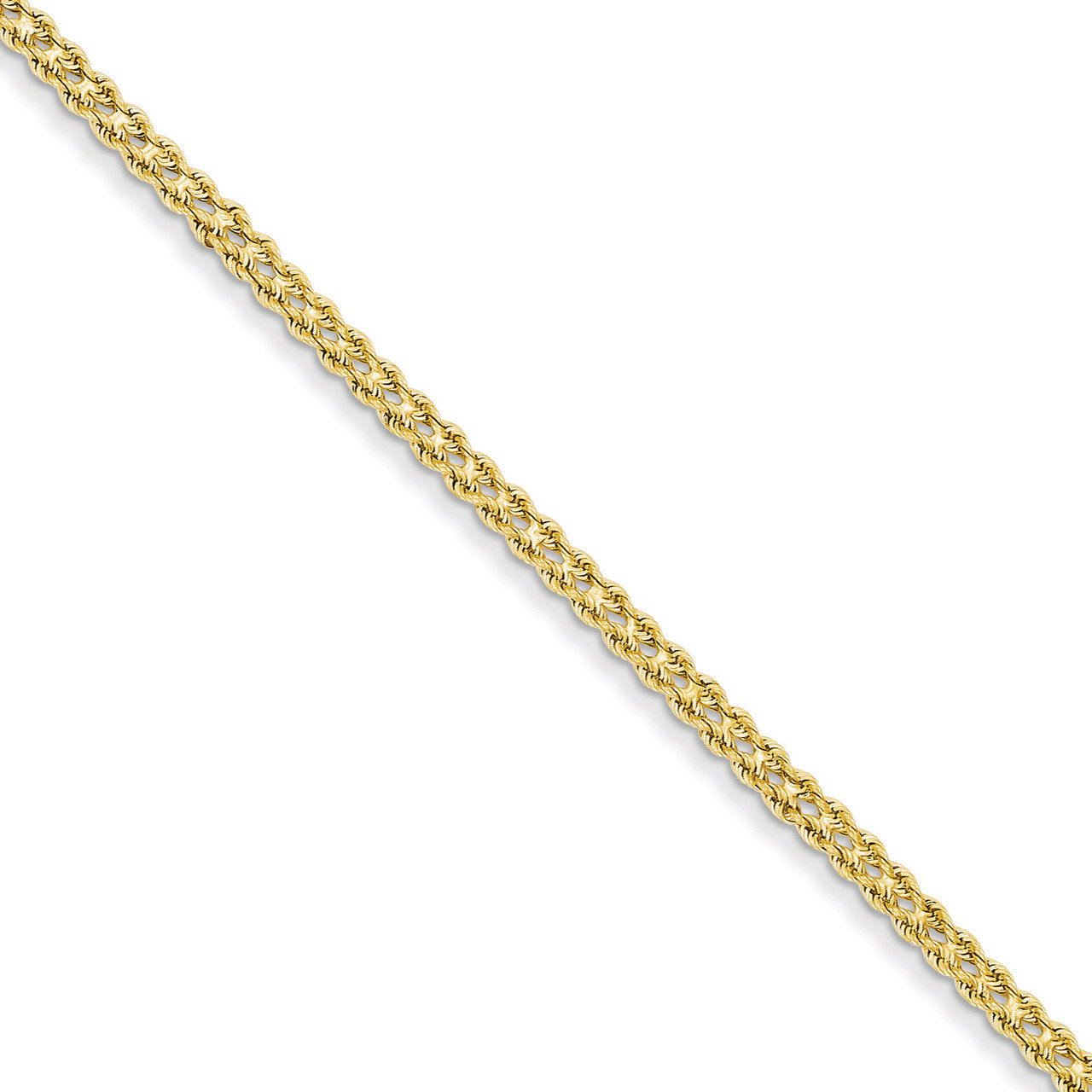 3.0mm Wide Double Strand Rope Bracelet 7 Inch 14k Gold 012S2-7