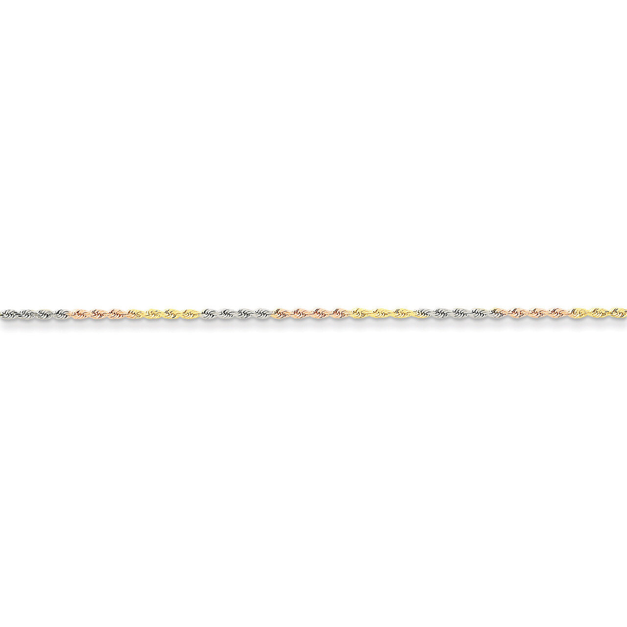1.5mm Diamond-cut Rope Chain Anklet 10 Inch 14k Tri-Color Gold 012TC-10