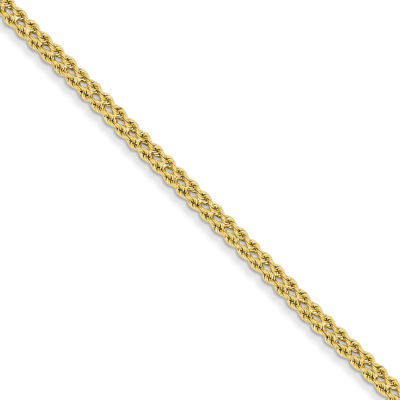 2.5mm Double Strand Rope Bracelet 7 Inch 14k Gold 014S2-7