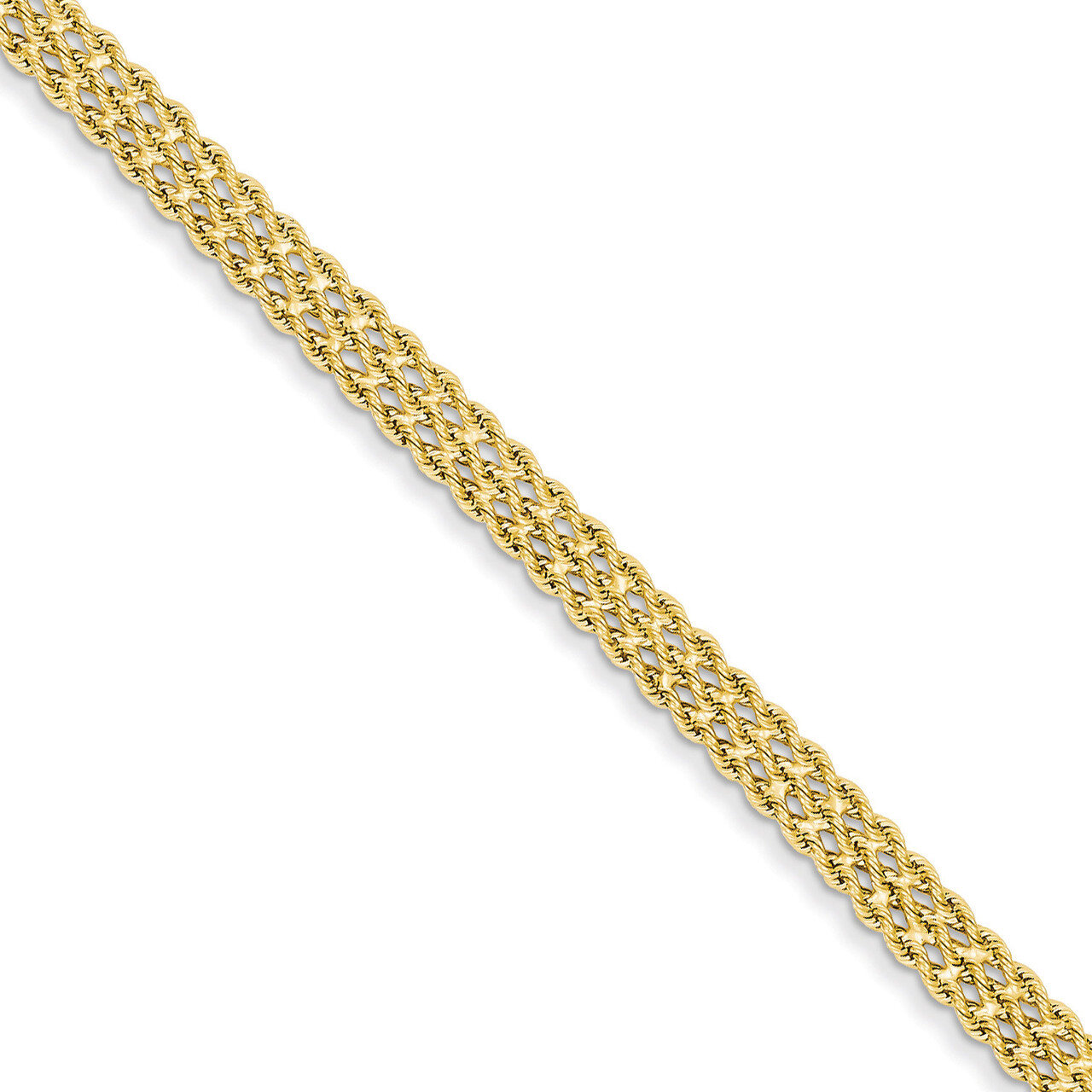 5.5mm Triple Strand Rope Bracelet 7 Inch 14k Gold 014S3-7