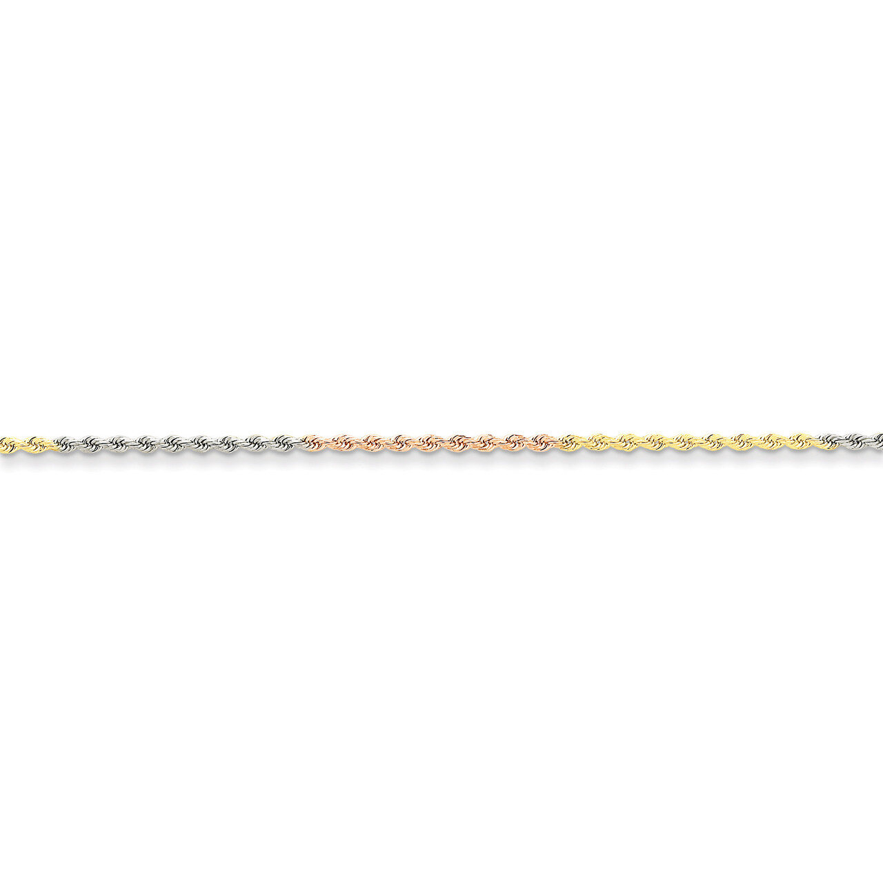 1.8mm Diamond-cut Rope Chain 10 Inch 14k Tri-Color Gold 014TC-10, MPN: 014TC-10, 886774394015