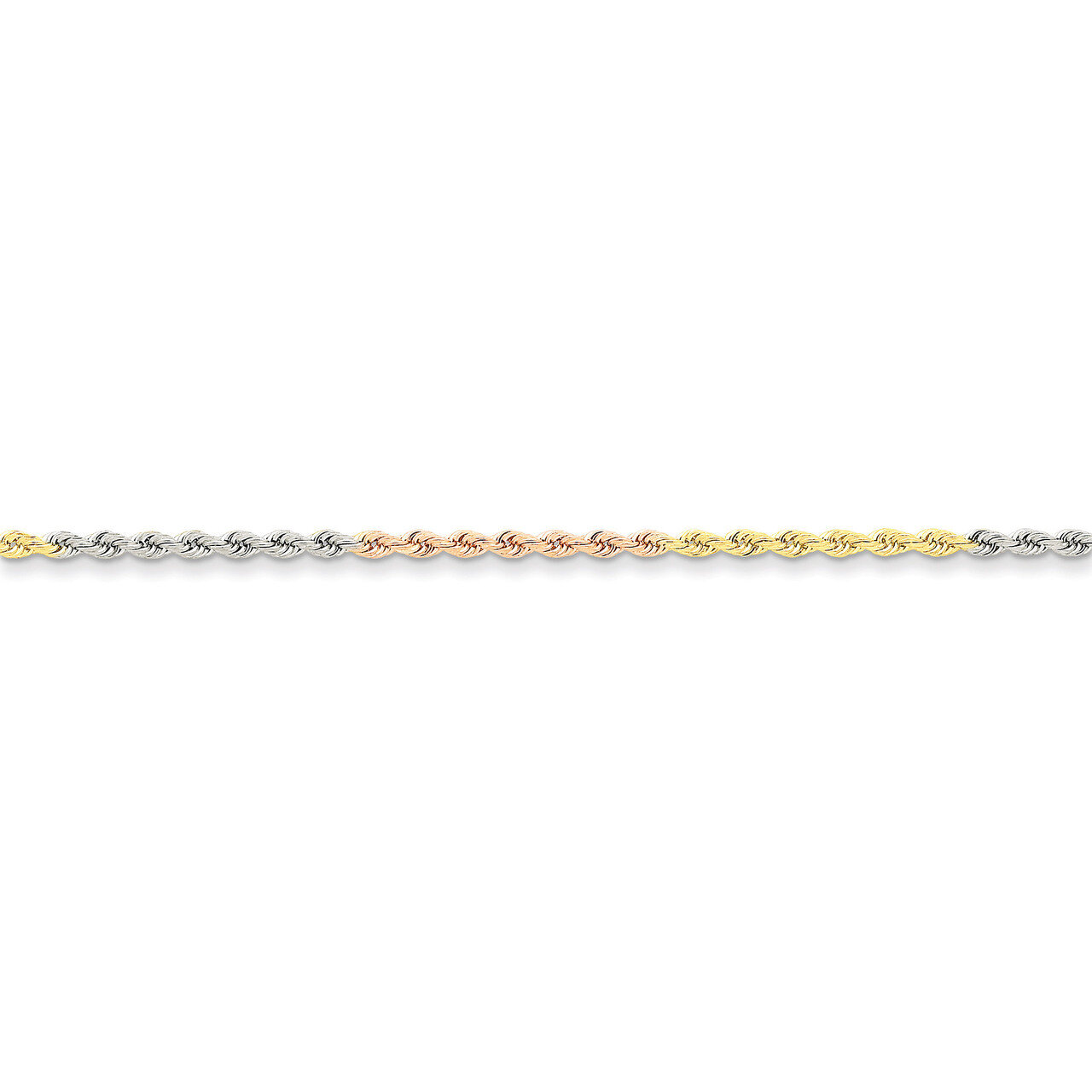 2.5mm Diamond-cut Rope Chain 18 Inch 14k Tri-Color Gold 018TC-18, MPN: 018TC-18, 886774394633