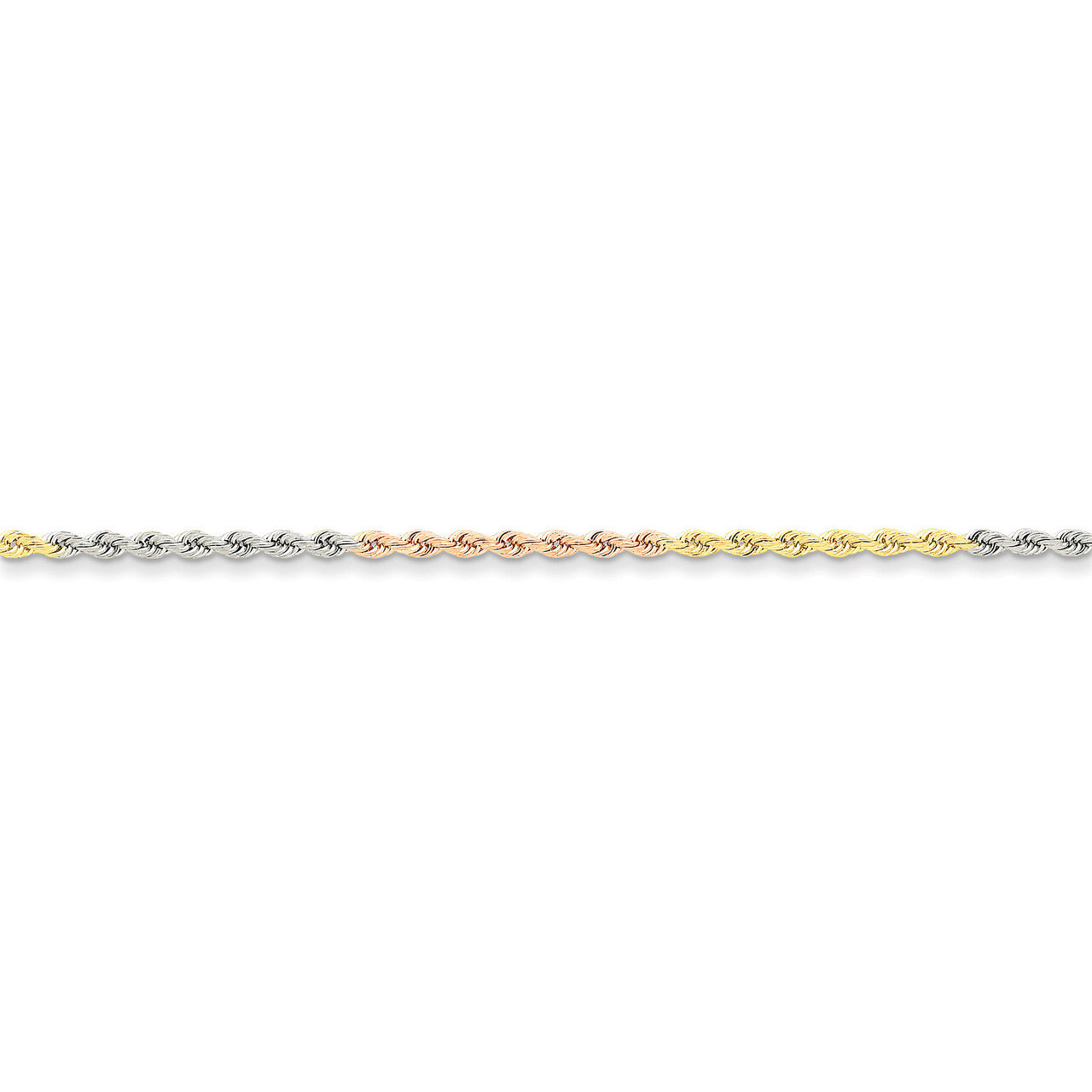 2.5mm Diamond-cut Rope Chain 20 Inch 14k Tri-Color Gold 018TC-20