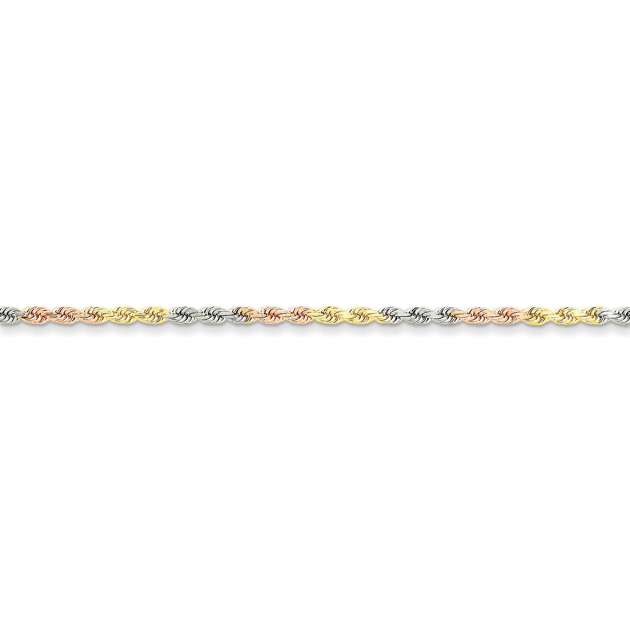 2.9mm Diamond-cut Rope Chain 20 Inch 14k Tri-Color Gold 021TC-20