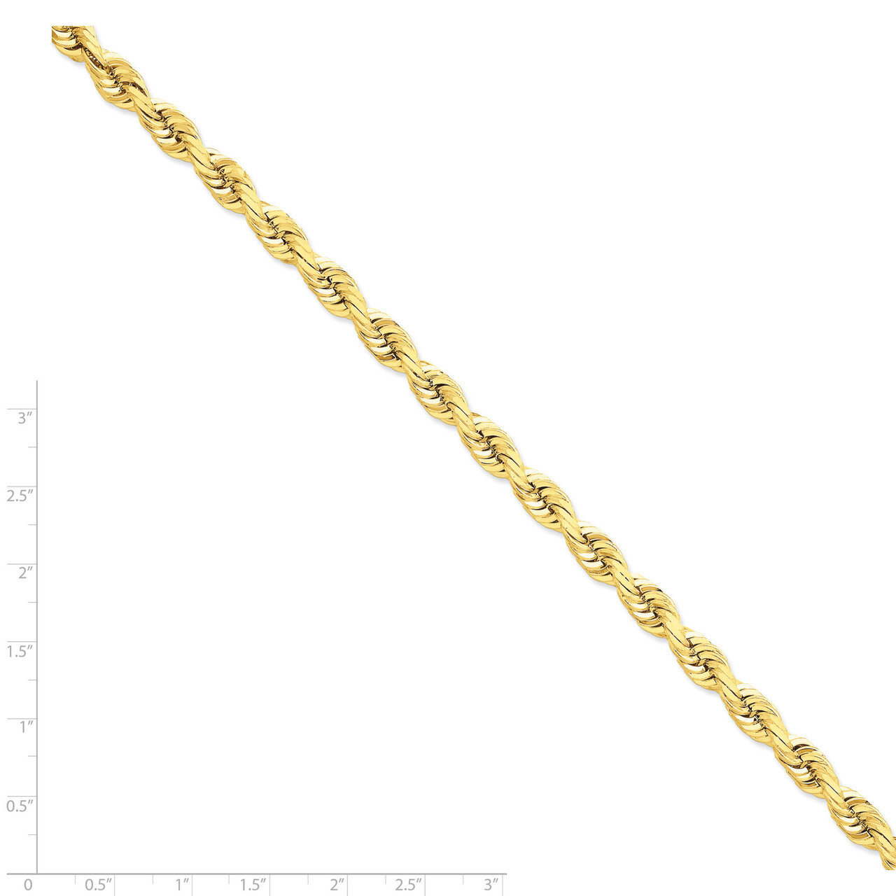 7mm Diamond-cut Rope Chain 24 Inch 14k Gold 050-24