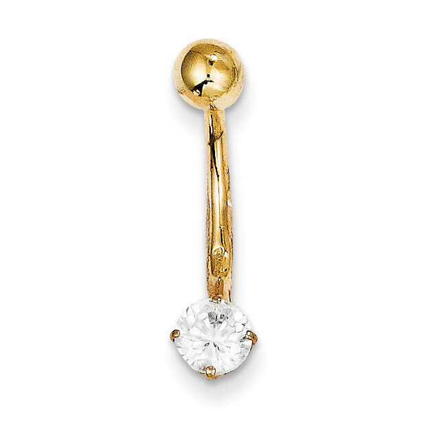 5Mm Round Synthetic Diamond Belly Dangle 10k Gold 10BD125