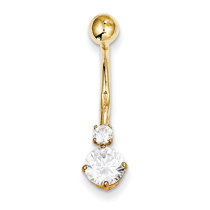 3 And 6Mm Synthetic Diamond Belly Dangle 10k Gold 10BD129