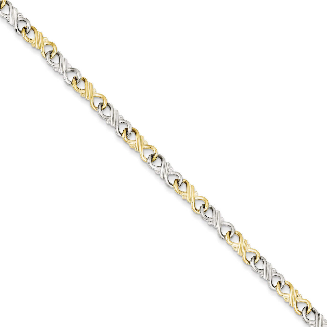Solid Polished Fancy Bracelet 7 Inch 10k Two-Tone Gold 10BR1-7