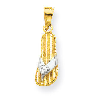 Flip Flop Charm 10k Gold Synthetic Diamond 10C1013
