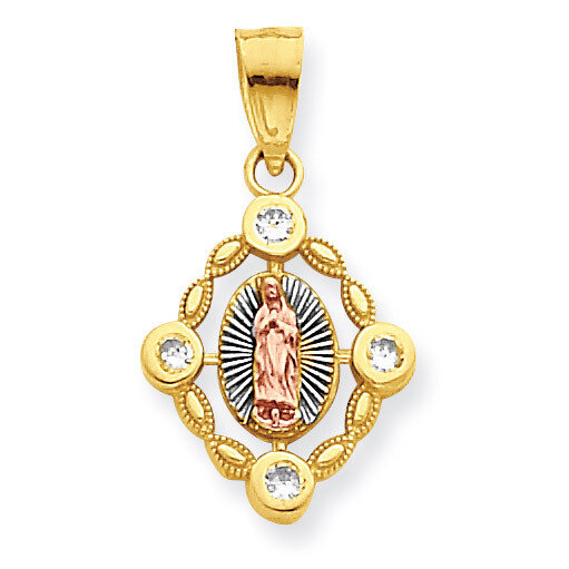 Small Two-tone Our Lady of Guadalupe Pendant 10k Gold 10C1043