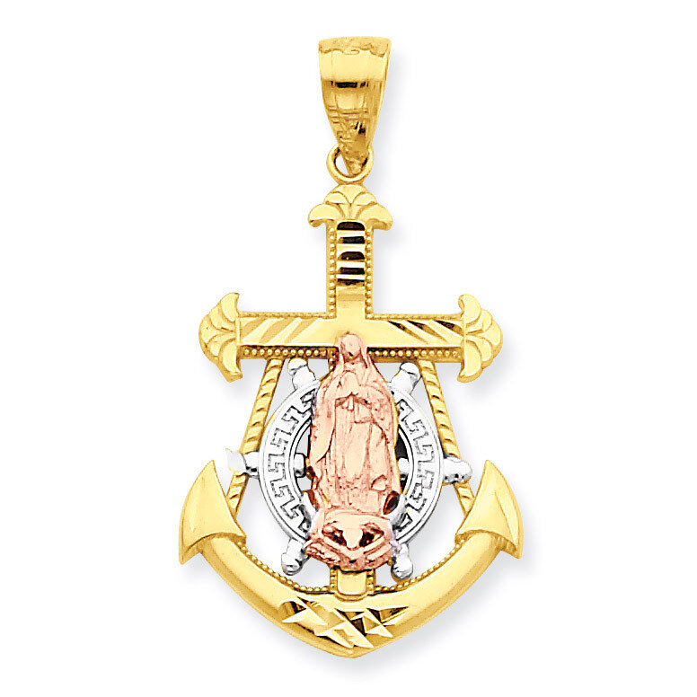 Mariner Blessed Mother Pendant 10k Two-Tone Gold 10C1048