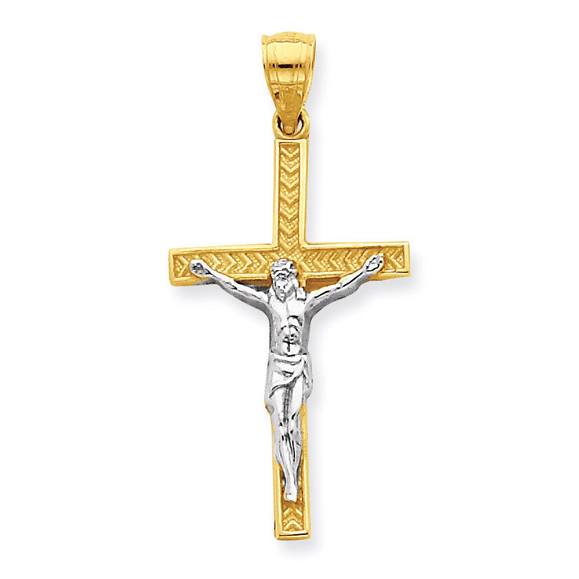 Crucifix Pendant 10K Gold & Rhodium 10C1051