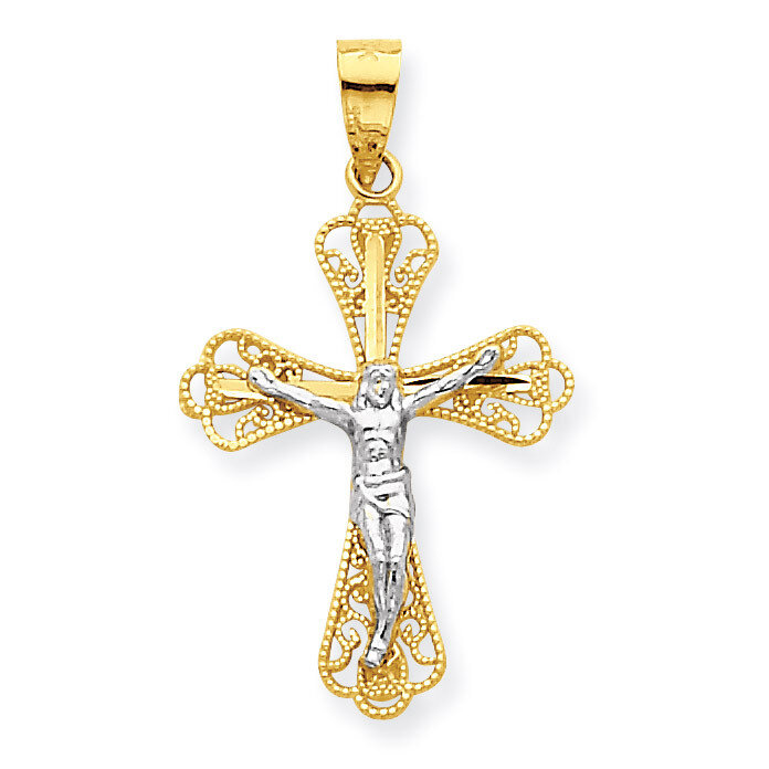 Filigree Crucifix Pendant 10K Gold & Rhodium 10C1053