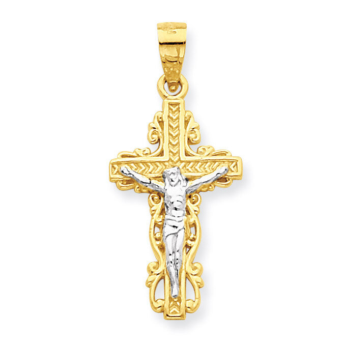 Crucifix Pendant 10K Gold & Rhodium 10C1055