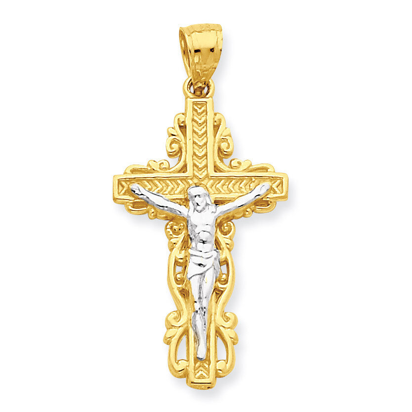 Crucifix Pendant 10K Gold & Rhodium 10C1056