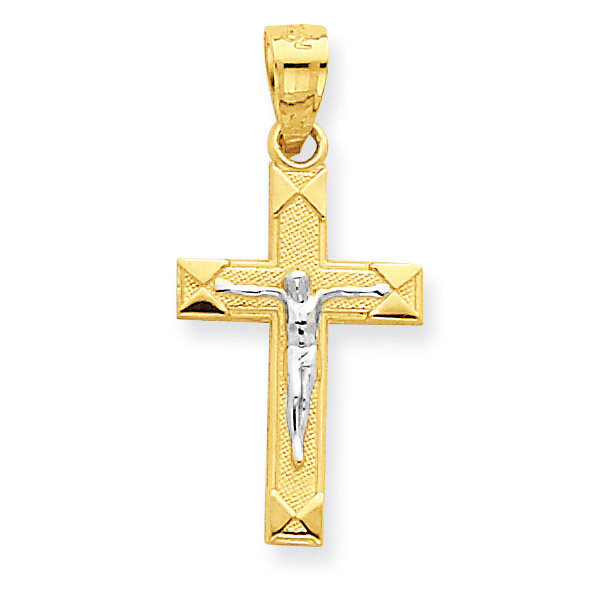 Small Crucifix Pendant 10K Gold & Rhodium 10C1057