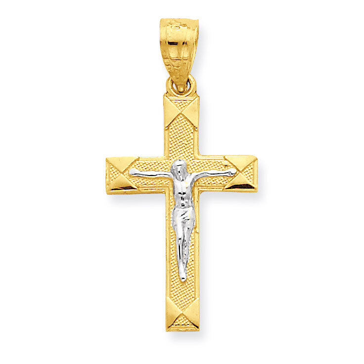 Crucifix Pendant 10K Gold & Rhodium 10C1058