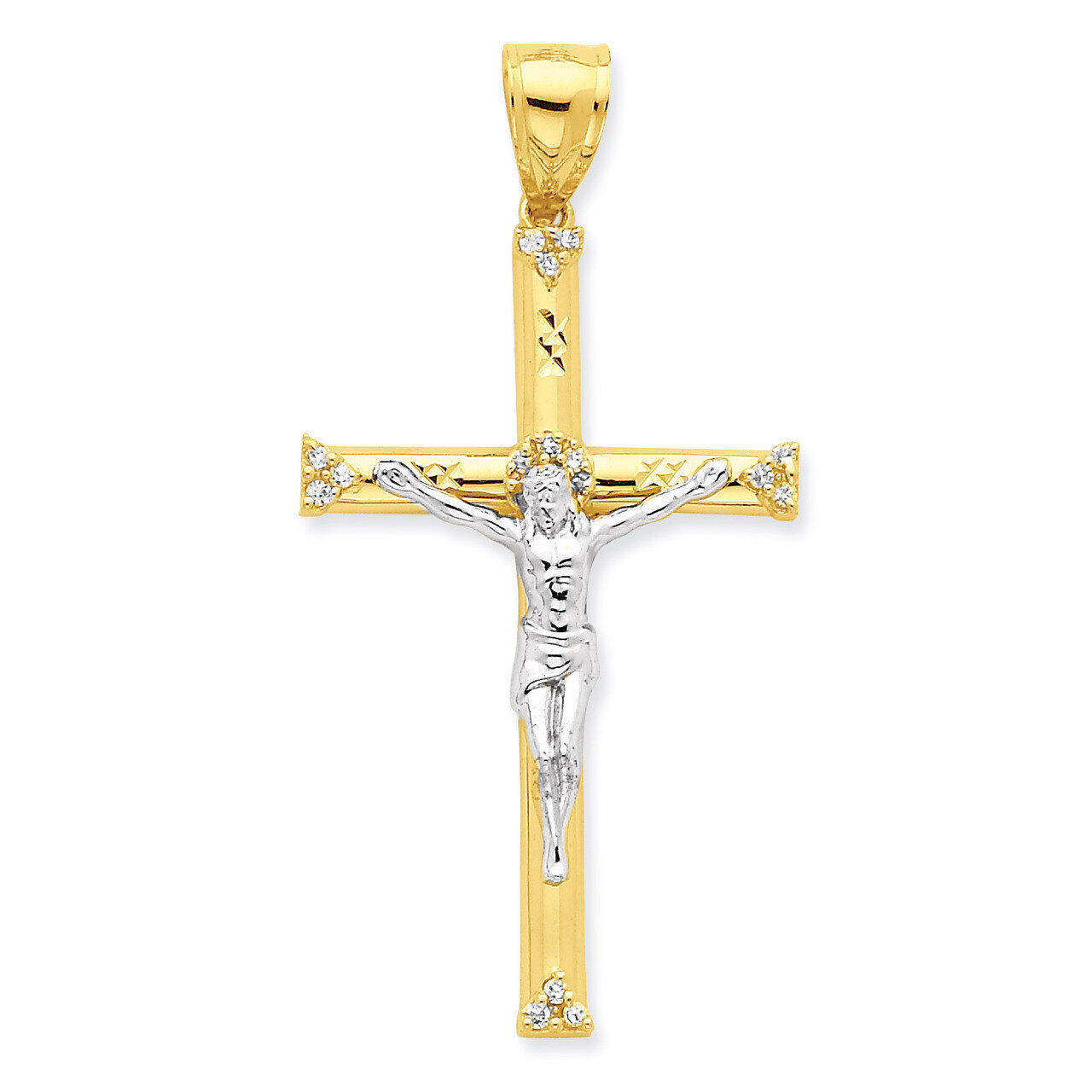 Crucifix Pendant 10k Gold Synthetic Diamond 10C1064