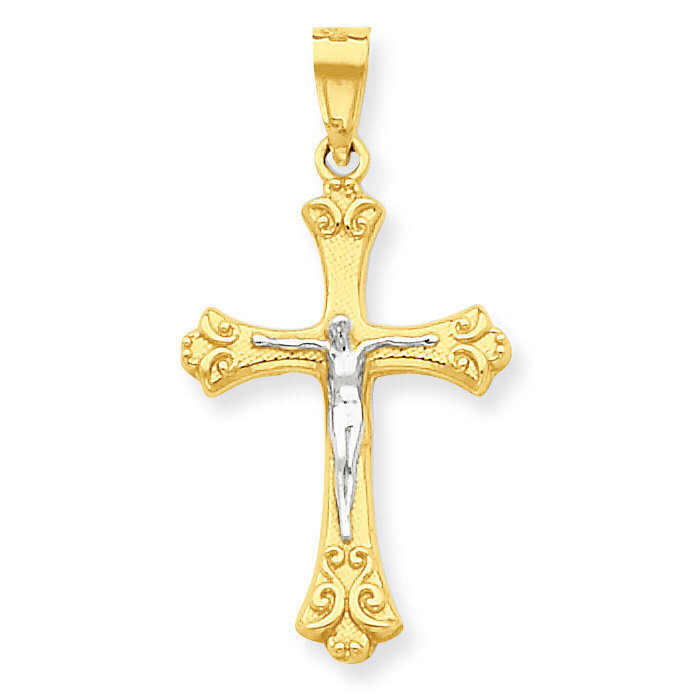 Fleur de Lis Crucifix Pendant 10K Gold & Rhodium 10C1067