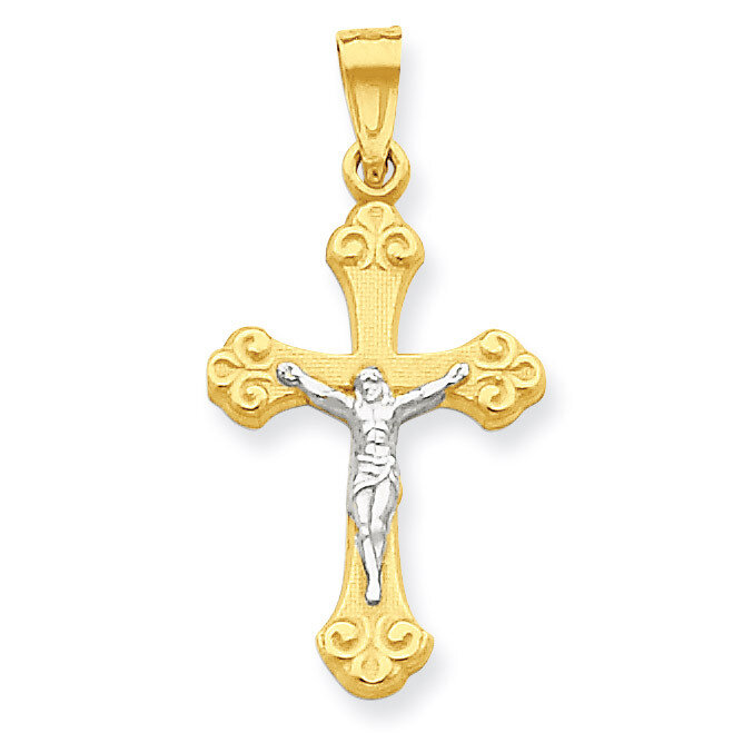 Crucifix Pendant 10K Gold & Rhodium 10C1068