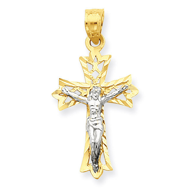 Filigree Crucifix Pendant 10K Gold & Rhodium 10C1071