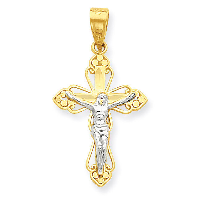 Filigree Crucifix Pendant 10K Gold & Rhodium 10C1072