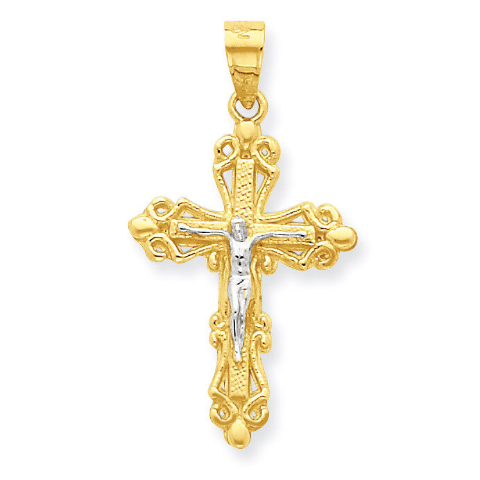 Crucifix Pendant 10K Gold & Rhodium 10C1082