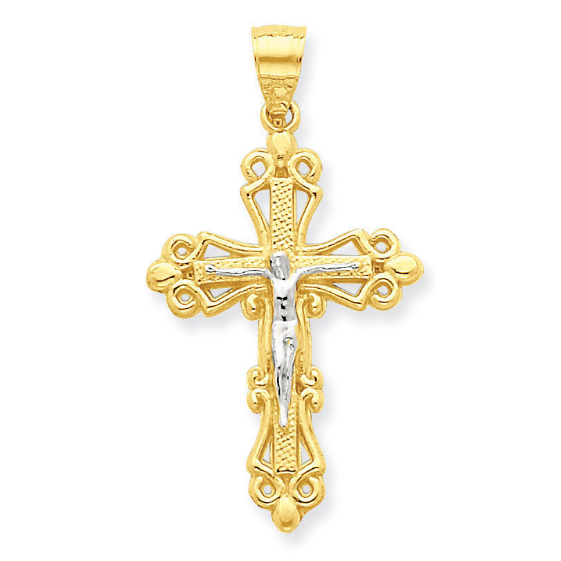Crucifix Pendant 10K Gold & Rhodium 10C1083