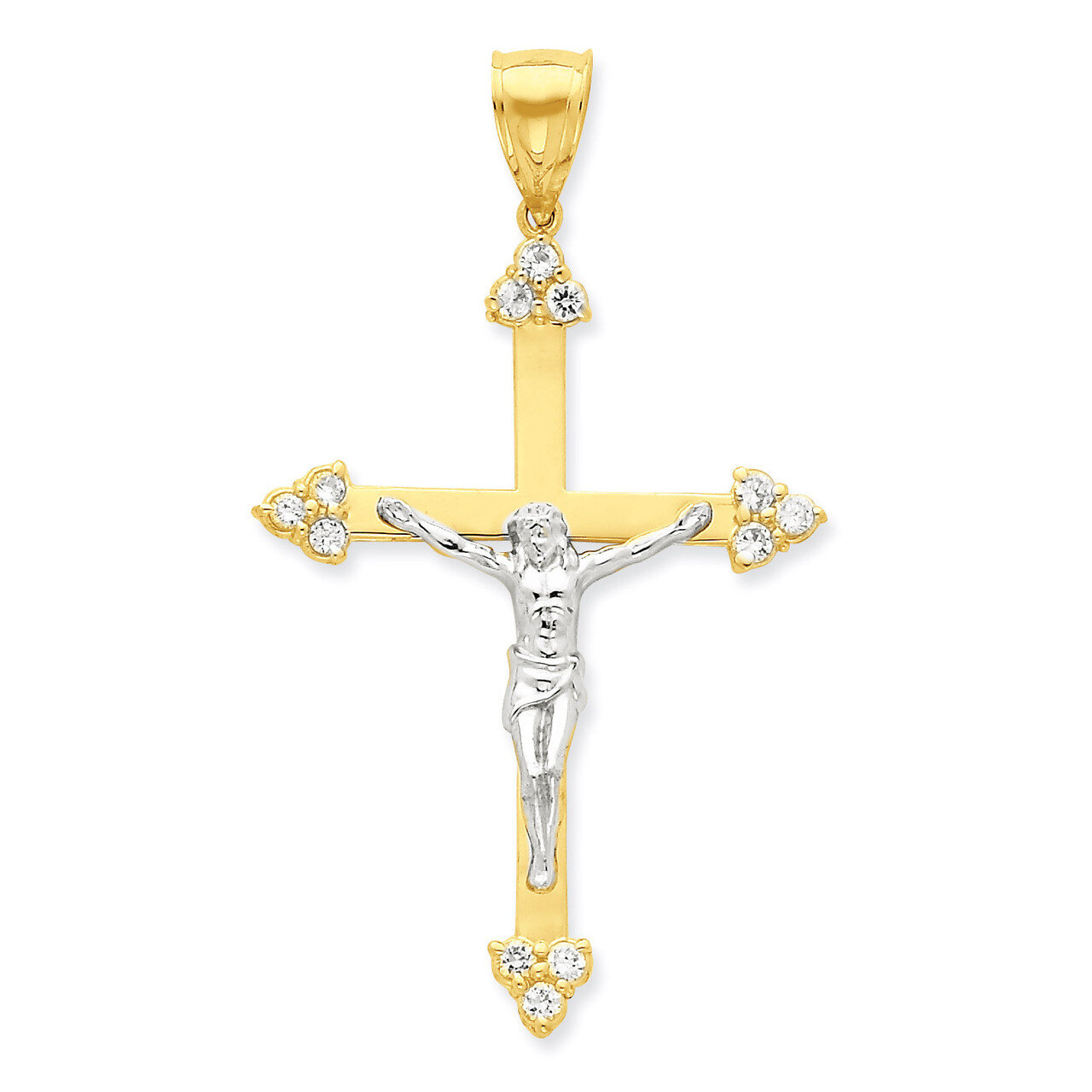 Crucifix Pendant 10k Gold Synthetic Diamond 10C1091