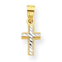 Tiny Diamond-Cut Cross Pendant 10K Gold &amp; Rhodium 10C1092, MPN: 10C1092, 886774019550