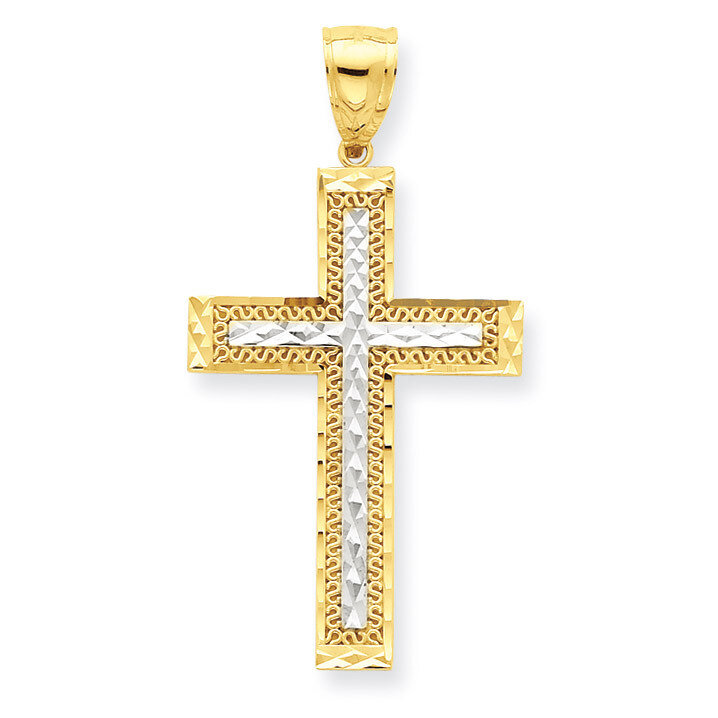 Diamond-Cut Cross Pendant 10K Gold &amp; Rhodium 10C1105, MPN: 10C1105, 886774019680