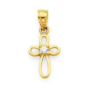 Small Synthetic Diamond Cross Pendant 10k Gold 10C1109, MPN: 10C1109, 886774019727
