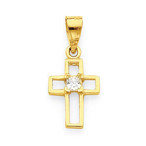 Small Synthetic Diamond Cross Pendant 10k Gold 10C1110, MPN: 10C1110, 886774019734