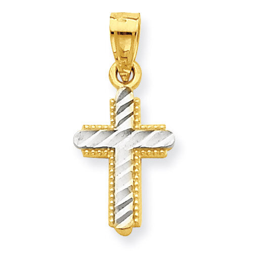 Diamond-Cut Cross Pendant 10K Gold &amp; Rhodium 10C1120, MPN: 10C1120, 886774019833