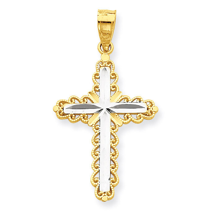 Diamond-Cut Cross Pendant 10K Gold &amp; Rhodium 10C1125, MPN: 10C1125, 886774019888