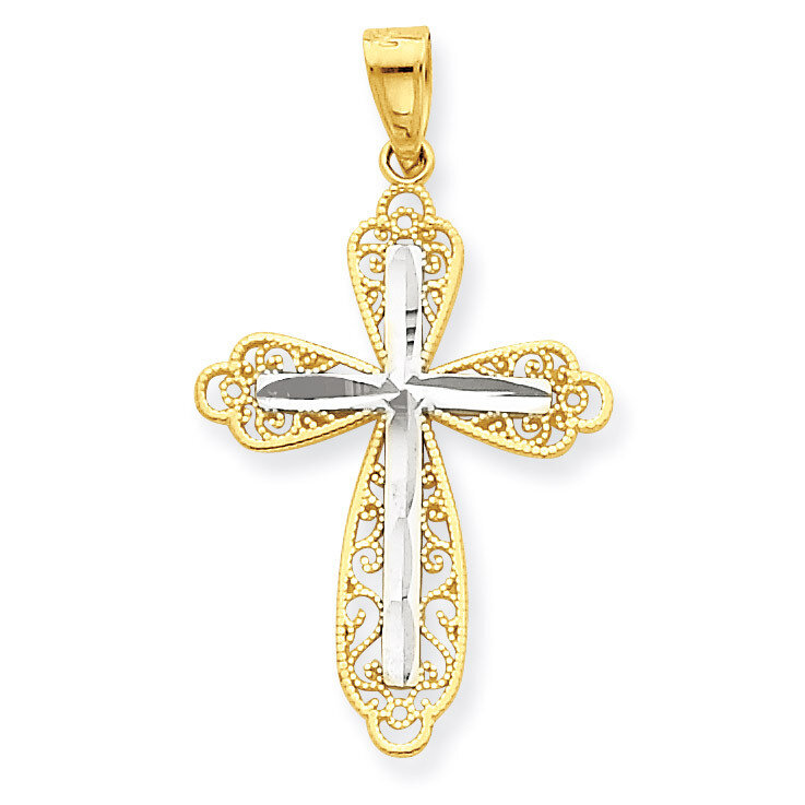 Diamond-Cut Cross Pendant 10K Gold &amp; Rhodium 10C1127, MPN: 10C1127, 886774019901