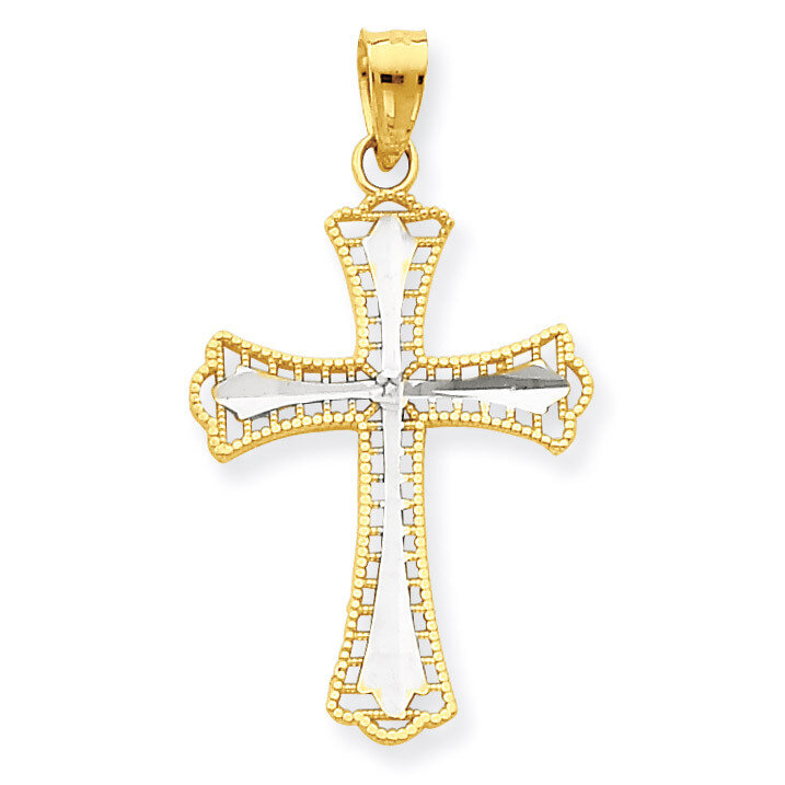 Diamond-Cut Cross Pendant 10K Gold &amp; Rhodium 10C1133, MPN: 10C1133, 886774019963